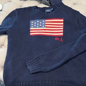 Polo by Ralph Lauren Dark Blue Sweater with Flag Design